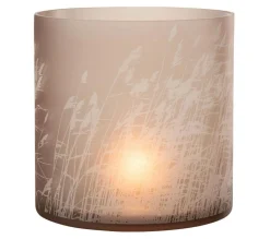 Outlet * Photophore En Verre Design "Herbe" 25Cm Beige
