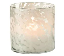 Flash Sale * Photophore En Verre "Tache" 18Cm Gris Et Blanc