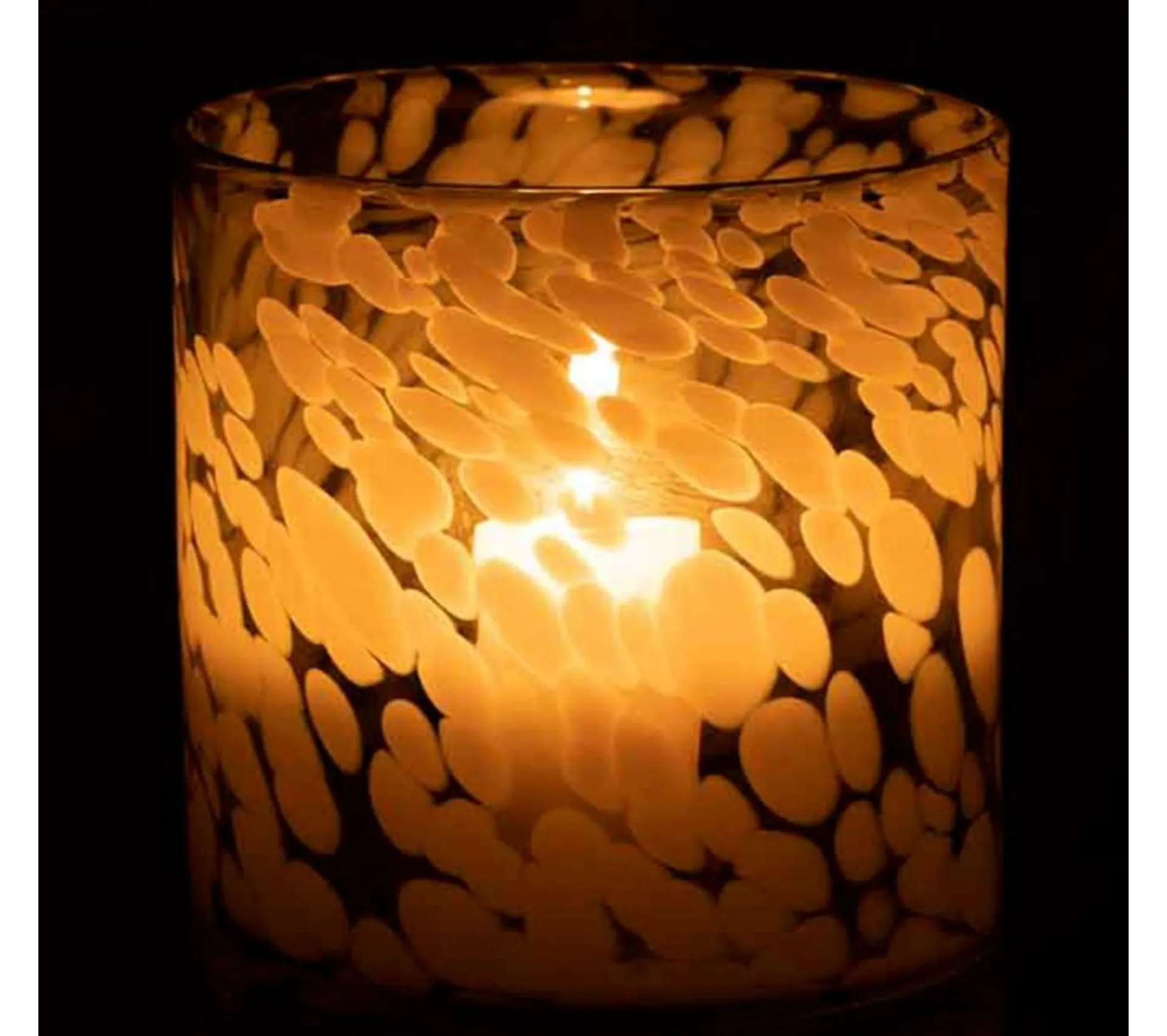 Flash Sale * Photophore En Verre "Tache" 18Cm Gris Et Blanc