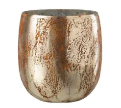 Sale * Photophore En Verre "Vintage" 16Cm Marron Et Or
