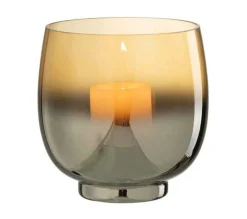 Best Sale * Photophore Rond Déco "Verre Fume" 14Cm Argent