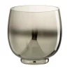 Best * Photophore Rond Déco "Verre Fume" 14Cm Gris