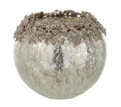 Discount * Photophore Rond Design Metal "Bijou" 16Cm Argent