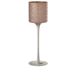 Flash Sale * Photophore Rond Sur Pied "Zigzag" 30Cm Saumon