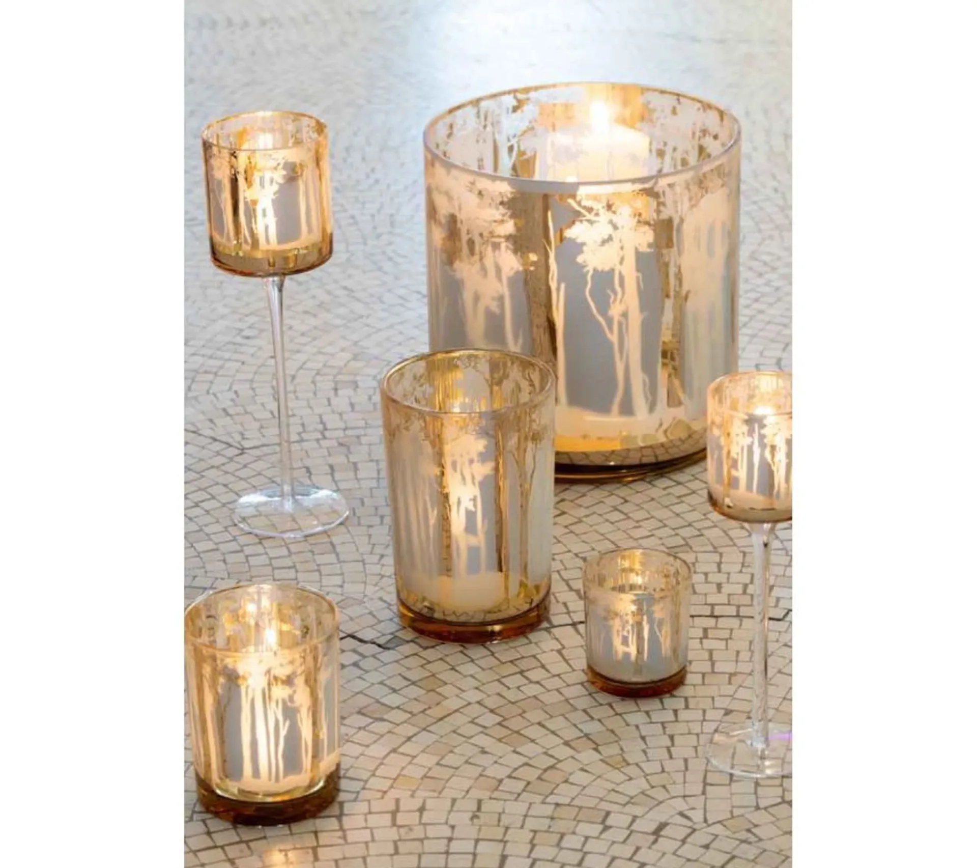 Store * Photophore Sur Pied "Arbre" 30Cm Or