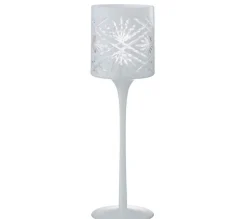 New * Photophore Sur Pied Déco "Santorini" 30Cm Blanc