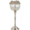 Hot * Photophore Sur Pied En Metal "Bijou" 33Cm Argent