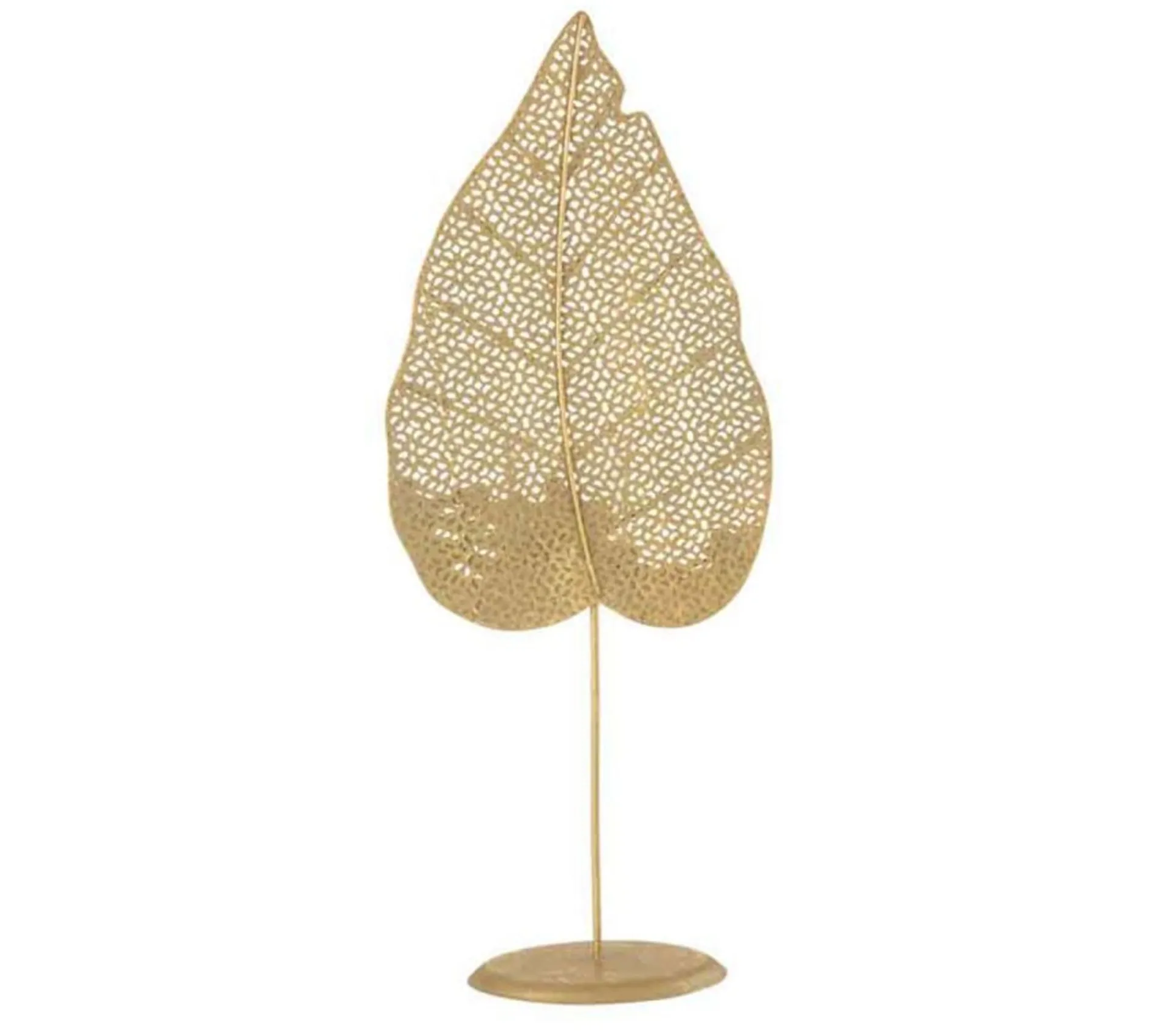 Discount * Photophore Sur Pied "Feuille Metal" 50Cm Or
