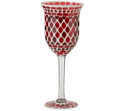 Fashion * Photophore Sur Pied "Mosaique" 30Cm Rouge