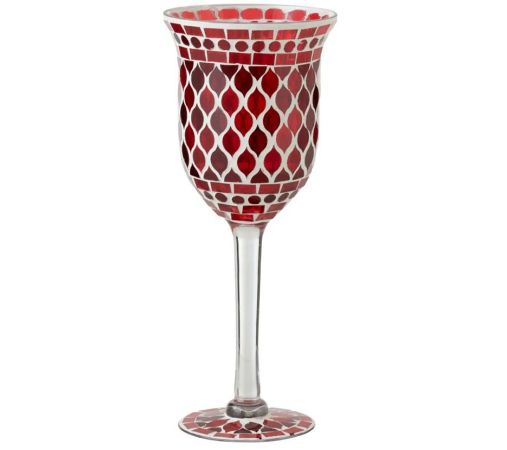 Fashion * Photophore Sur Pied "Mosaique" 30Cm Rouge
