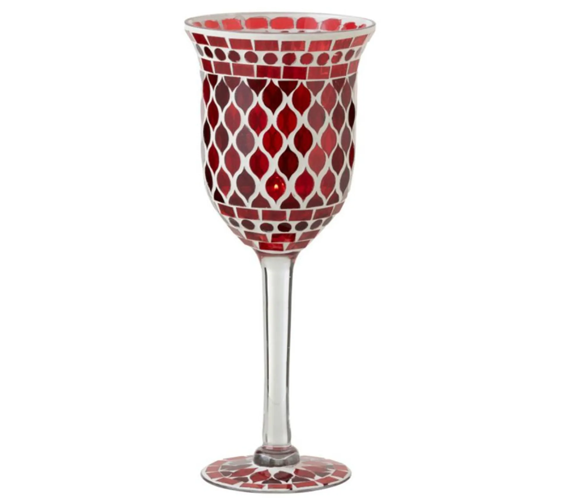 Fashion * Photophore Sur Pied "Mosaique" 30Cm Rouge
