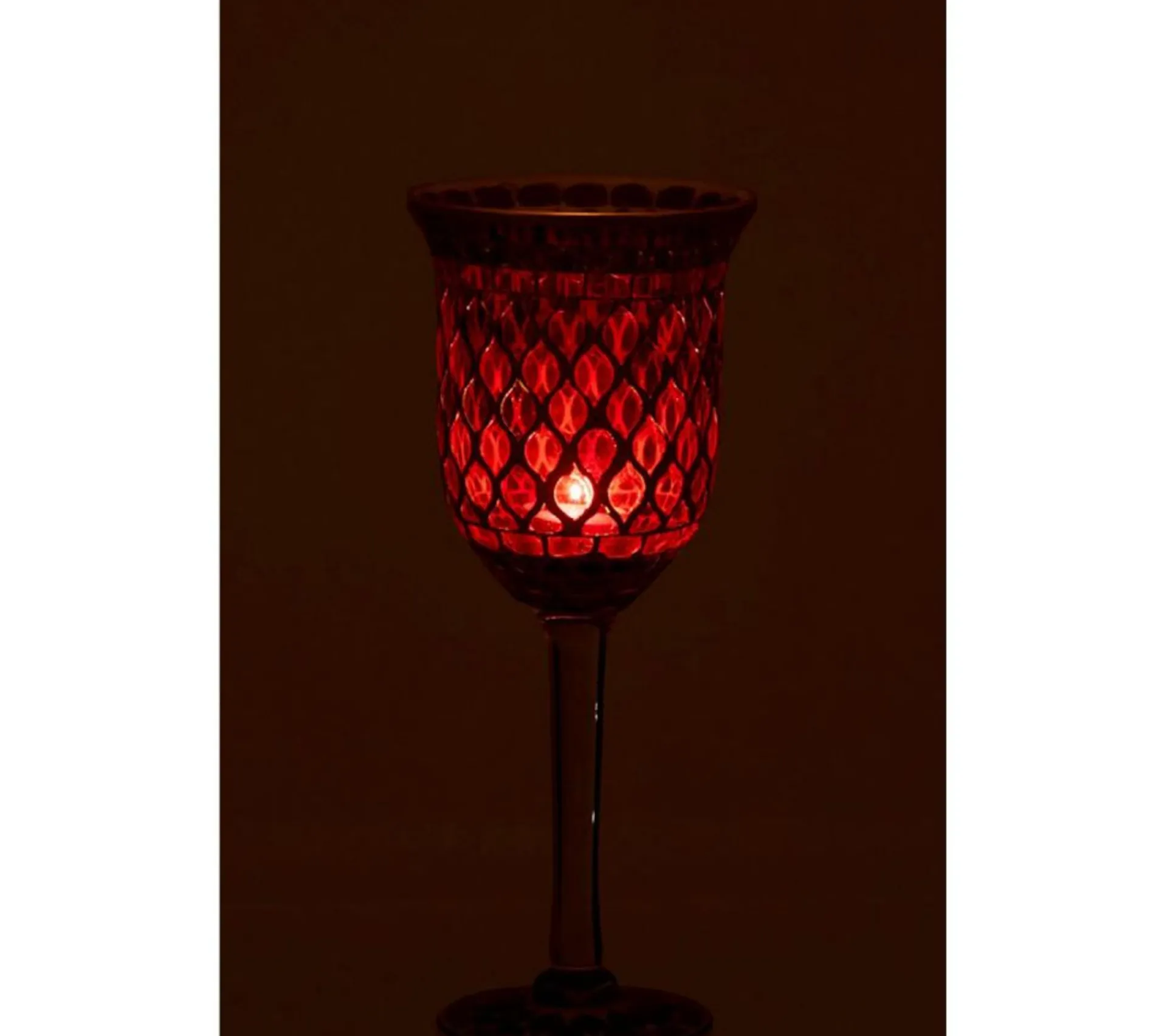 Fashion * Photophore Sur Pied "Mosaique" 30Cm Rouge