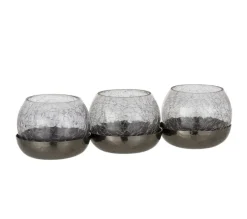 Shop * Photophore Verre Craquele "3 Boules" 27Cm Noir