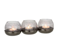 Shop * Photophore Verre Craquele "3 Boules" 27Cm Noir