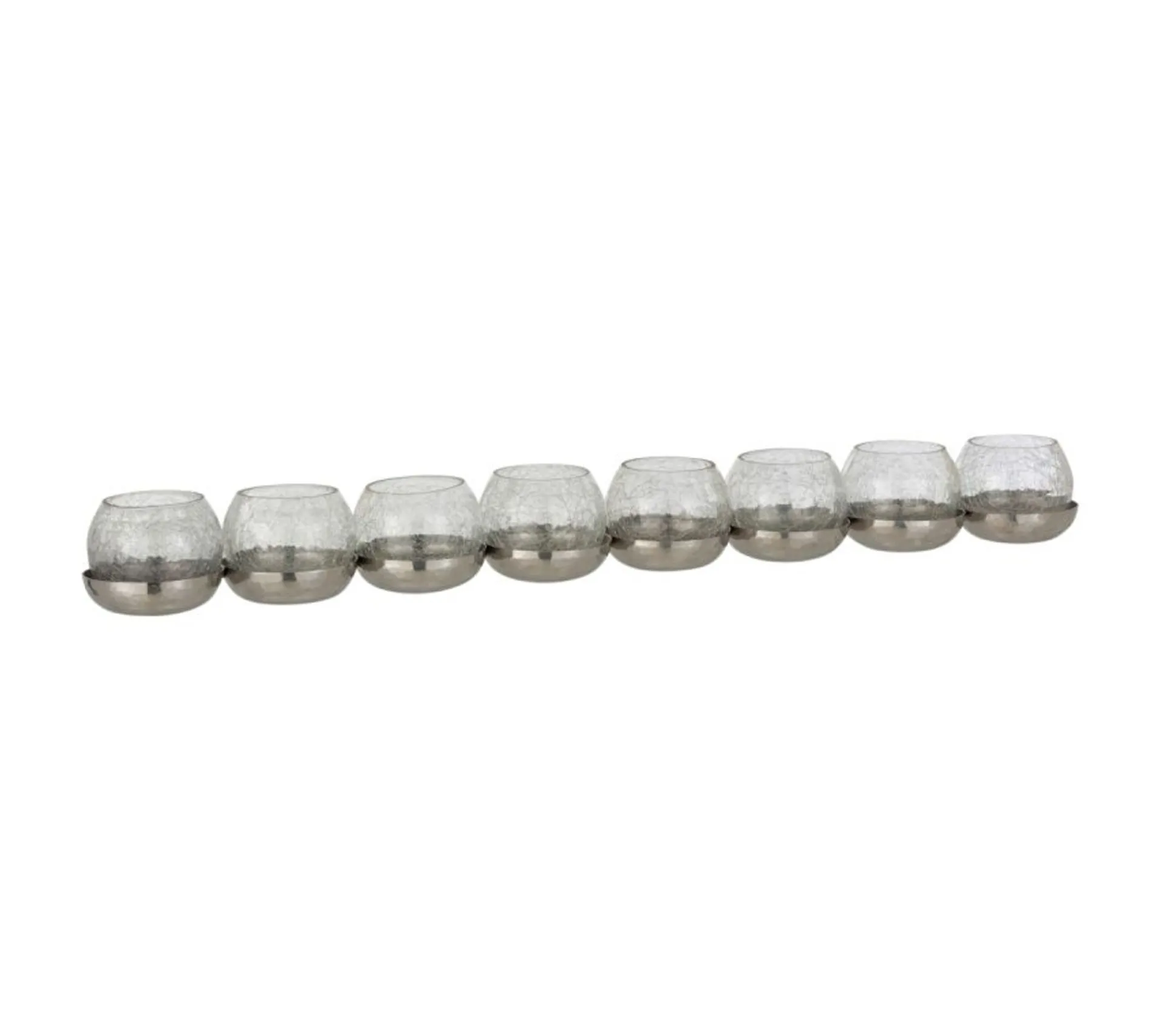 Outlet * Photophore Verre Craquele "8 Boules" 71Cm Argent
