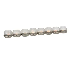 Outlet * Photophore Verre Craquele "8 Boules" 71Cm Argent