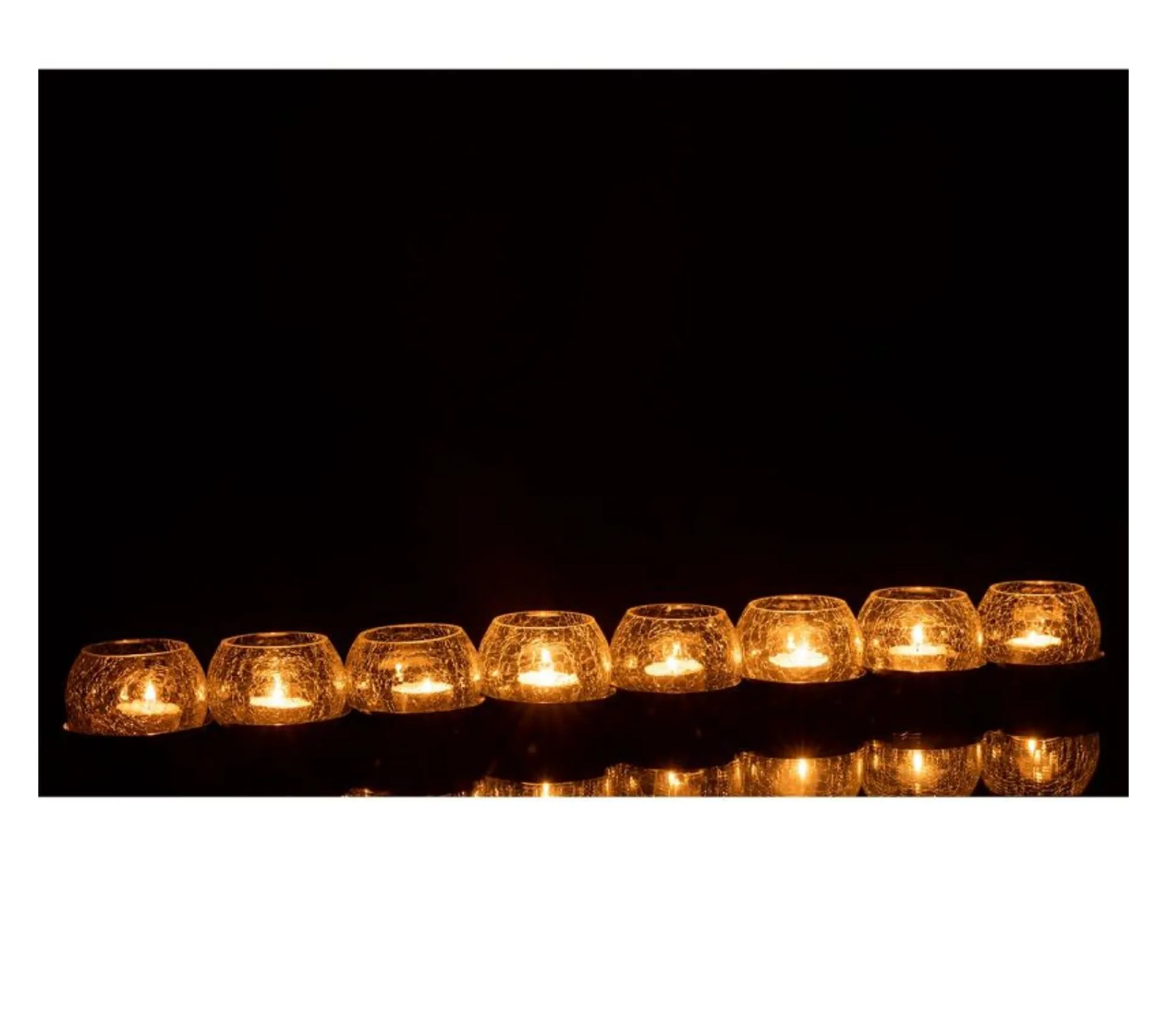 Outlet * Photophore Verre Craquele "8 Boules" 71Cm Argent