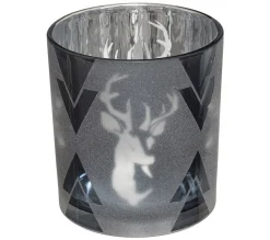 Store * Photophore Verre Cylindre "Bois" 8Cm Argent