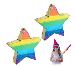 RELAXDAYS Anniversaire Et Autres Fêtes^ Pinata Toile Multicolore-Dore Lot De 2