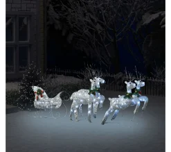 Sale * Renne Et Traineau De Décoration Noël 100 Led Exterieur Argente