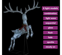 New * Renne Volant De Décoration De Noël 120 Led Argente Blanc Froid