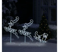 Hot * Renne/Traineaux Noël Volant Acrylique 260X21X87 Cm Blanc Froid