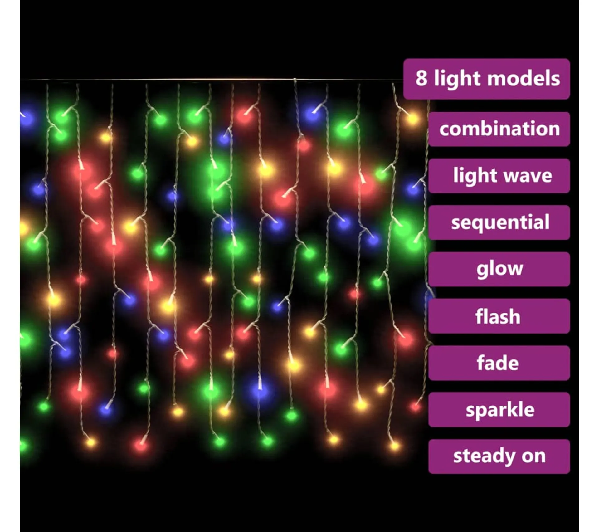 Clearance * Rideau Lumineux A Glacons Led 10 M 400 Led Colorees 8 Fonctions