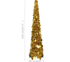 * Sapin Et Accessoire^Sapin De Noël Artificiel Escamotable Dore 129 Cm Pet