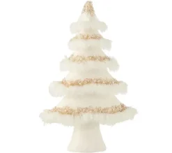 * Sapin Et Accessoire^Sapin De Noël Velours "Plumes" 51Cm Blanc Et Or