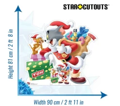 STAR CUTOUTS Anniversaire Et Autres Fêtes^ Figurine En Carton - Noël - Tom Et Jerry - Cadeau De Noël Tom Vert - Hauteur 81 Cm