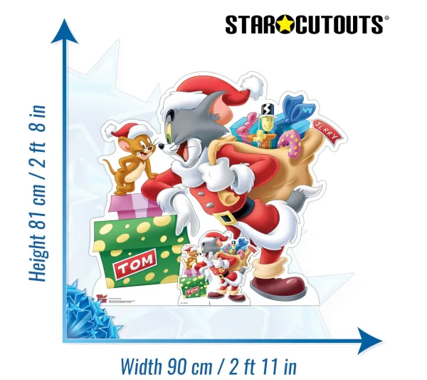 STAR CUTOUTS Anniversaire Et Autres Fêtes^ Figurine En Carton - Noël - Tom Et Jerry - Cadeau De Noël Tom Vert - Hauteur 81 Cm