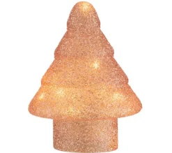 Fashion * Statuette Déco Led Verre "Sapin De Noël" 22Cm Rose