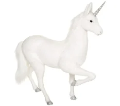 Outlet * Statuette Déco "Licorne Fourrure" 92Cm Blanc