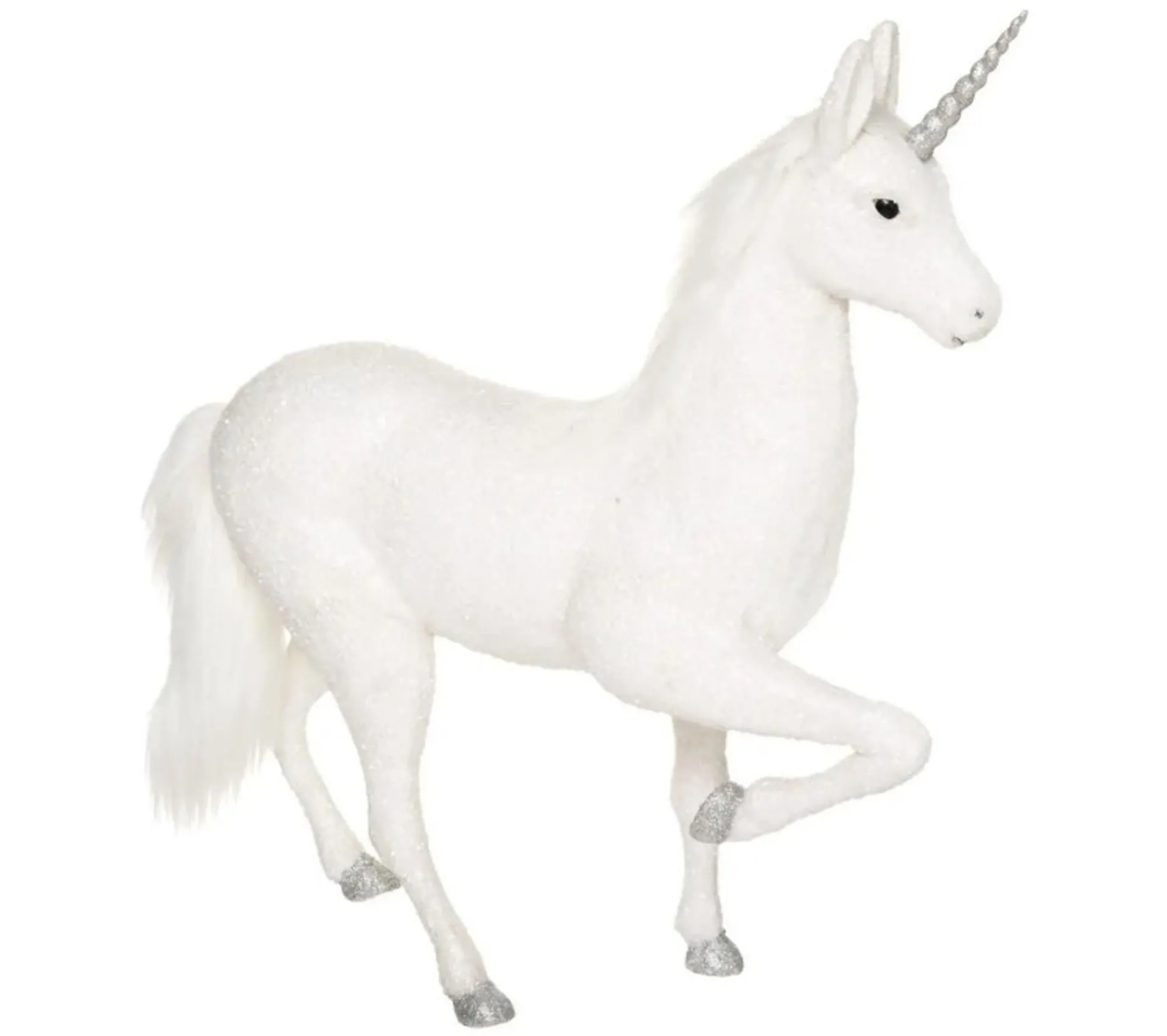 Outlet * Statuette Déco "Licorne Fourrure" 92Cm Blanc