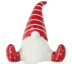 Discount * Statuette Déco "Pere Noël Assis" 19Cm Rouge Et Blanc