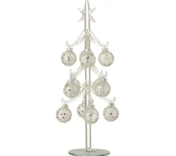 Hot * Statuette Déco "Sapin Et Boules Noël" 30Cm Argent