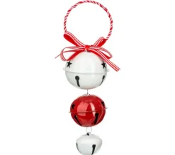 * Guirlande Et Boule De Sapin^Sujet De Noël 3 Grelots "La Piste" 18Cm Rouge Et Blanc