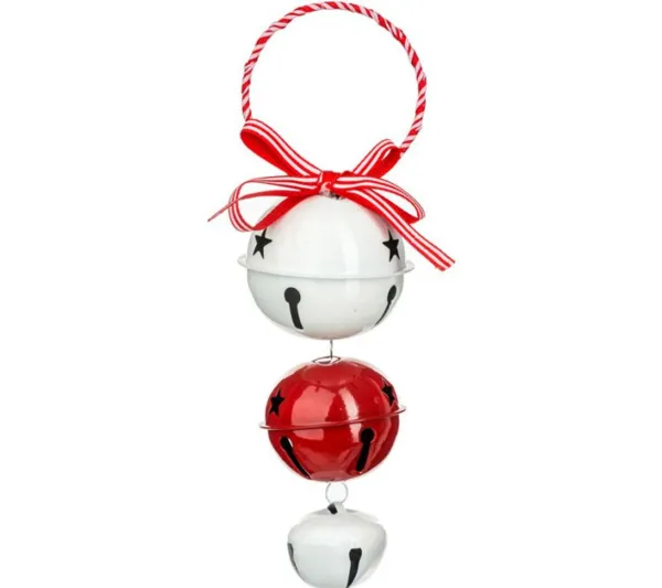 * Guirlande Et Boule De Sapin^Sujet De Noël 3 Grelots "La Piste" 18Cm Rouge Et Blanc