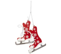 * Guirlande Et Boule De Sapin^Sujet De Noël 2 Patins "Etoile" 10Cm Rouge Et Blanc