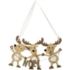 * Guirlande Et Boule De Sapin^Sujet De Noël 3 Rennes "Dis Maman" 17Cm Naturel