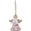 * Guirlande Et Boule De Sapin^Sujet De Noël Ange "Dis Maman" 10Cm Rose