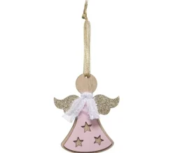 * Guirlande Et Boule De Sapin^Sujet De Noël Ange "Dis Maman" 10Cm Rose