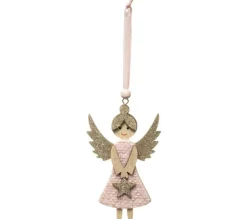 * Guirlande Et Boule De Sapin^Sujet De Noël Ange "Heritage" 12Cm Rose