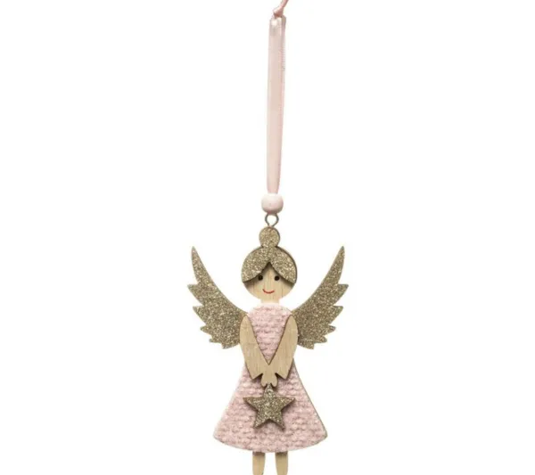 * Guirlande Et Boule De Sapin^Sujet De Noël Ange "Heritage" 12Cm Rose