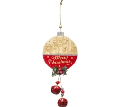 * Guirlande Et Boule De Sapin^Sujet De Noël Boule "Etoile" 33Cm Rouge Et Beige