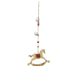 * Guirlande Et Boule De Sapin^Sujet De Noël Cheval A Bascule "La Piste" 34Cm Beige