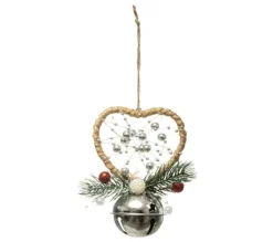 * Guirlande Et Boule De Sapin^Sujet De Noël Grelot "Heritage" 12Cm Argent Et Beige