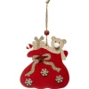* Guirlande Et Boule De Sapin^Sujet De Noël Hotte Ours "Soir" 18Cm Rouge