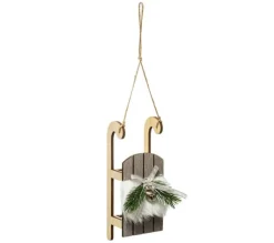 * Guirlande Et Boule De Sapin^Sujet De Noël Luge "Hors Piste" 18Cm Gris Et Naturel