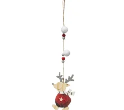 * Guirlande Et Boule De Sapin^Sujet De Noël Renne "Etoile" 35Cm Rouge Et Beige